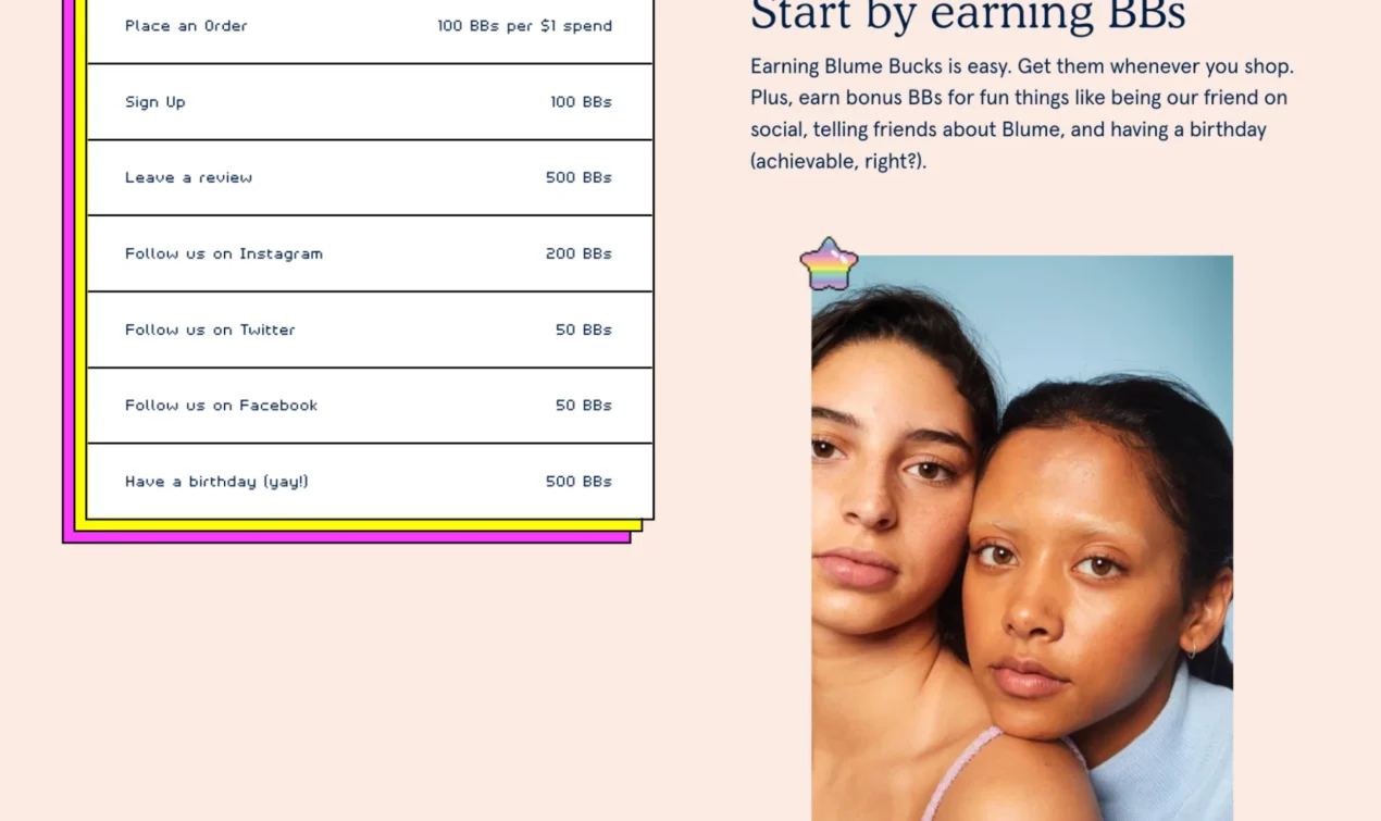 screenshot of blumebucks website landing page running a contest