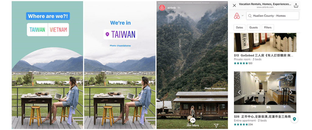 an image showing airbnb using Instagram polls to increase brand awareness