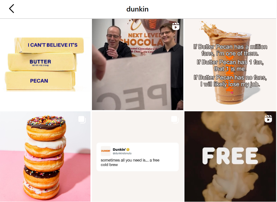 a picture showing a screenshot of dunkindonuts instagram page