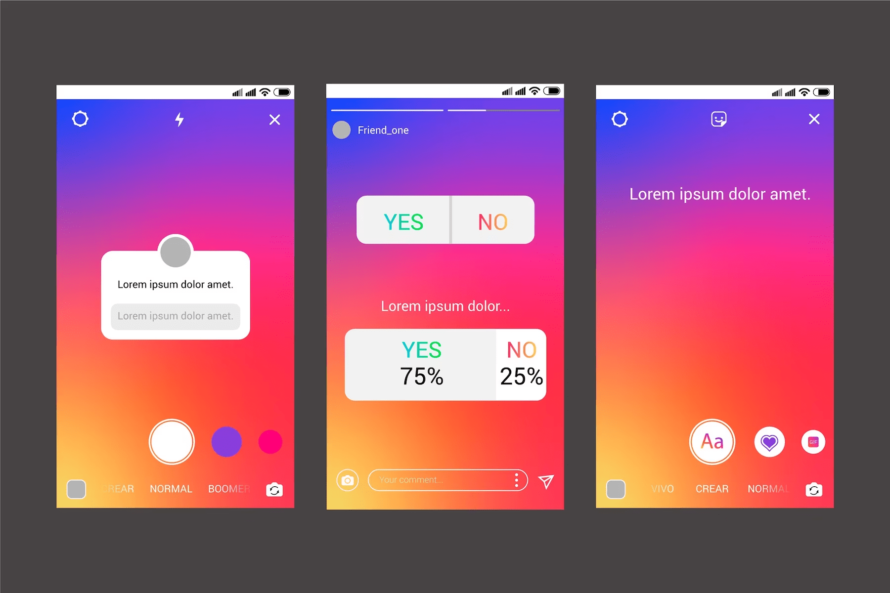 a design showing a set of instagram polls examples 